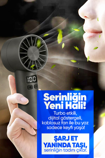 MOEN Taşınılabilir Şarjlı El Fanı Turbo Üfleme Teknolojisi, 6 Kademe Hız Ayarı, Yüksek Dayanıklılık