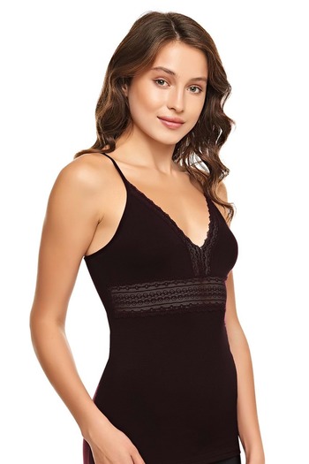 Belinay 1126 Lacy Rope Strap Undershirt Black L