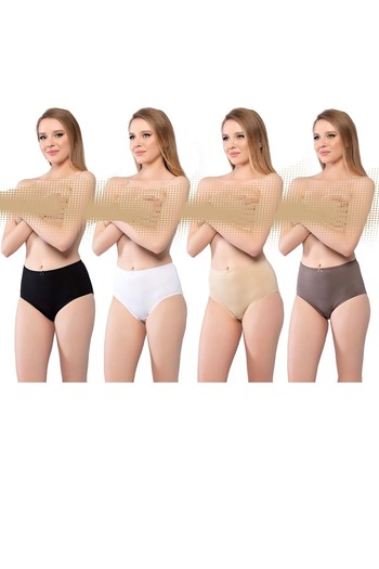 Belinay 3034 Women's High Waist Blackwhiteskinmink 4 Pack Panties XXL