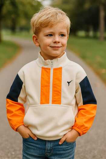 Beebird Children's Stylish Woven and Zipper Detailed Fleece Sweat