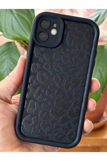 Fibaks Case for Apple iPhone 11 Soft Black Leopard Pattern Soft Camera Protection Silicone Cover