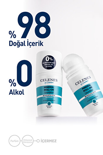 Celenes Alüminyum - Parfüm Içermeyen Beyazlatıcı Etkili Thermal Roll On Ve Deodorant - Silverfallet 75 ml