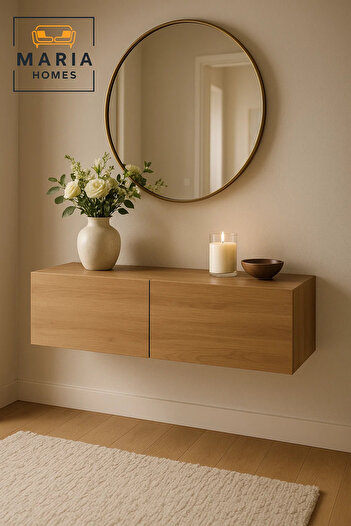 MARIA HOMES WATH Wall-Mounted coffee console Cabinet – 120x40x30 cm, Brown Finish