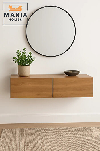 MARIA HOMES WATH Wall-Mounted coffee console Cabinet – 120x40x30 cm, Brown Finish