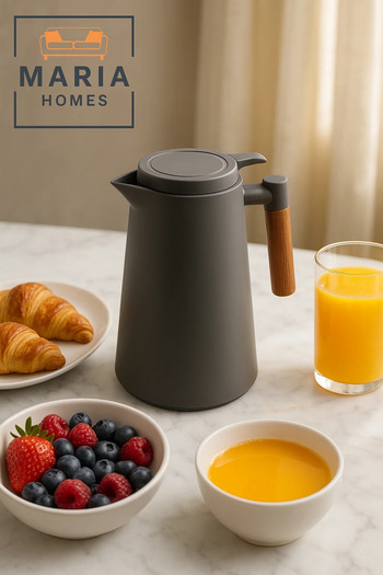 MARIA HOMES Matte Grey Insulated Thermal Jug with Wooden Handle