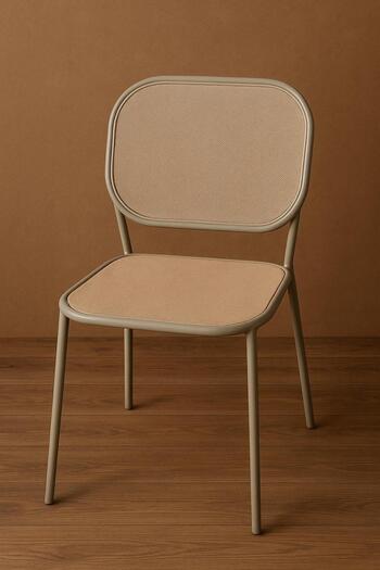 MARIA HOMES 1 PCS Beige Mesh Dining Chair with Metal Frame Modern Design