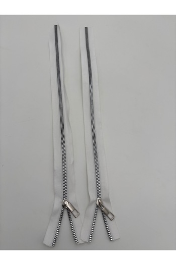 kumasfabrik (45 cm) 2 Pcs Zipper/Bag Zipper/Bag Accessory/White-Silver Threaded