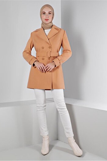 Alvina Coat 90359 - Belted and Buttoned Design