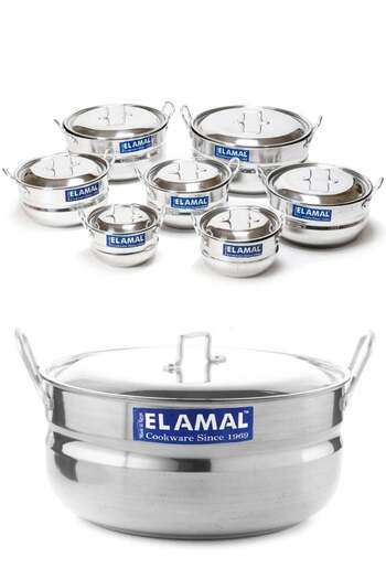 ELAMAL Aluminum Pots Set Consisting of 7 Pots With Two Handles, Egyptian Industry