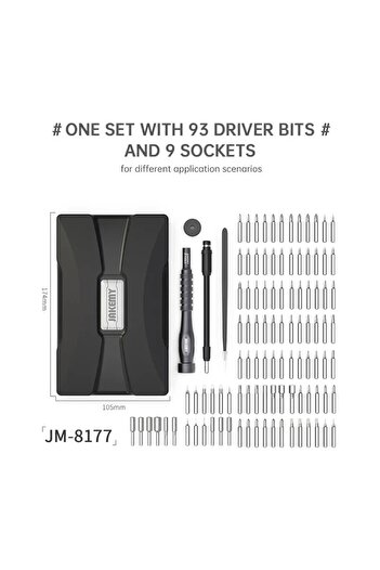 Jakemy JM-8177 Screwdriver Set High Precision Aluminum Handle 106-in-1 Multi-use