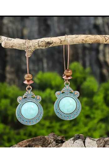 Ivory Pearl Ethnic Stone Retro Earrings