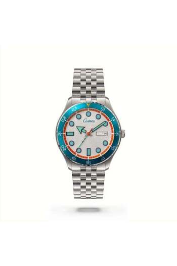catera Men's watch with a silver steel strap and a sky blue frame