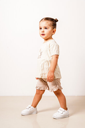 Joviel Premium Quality Special Jacquard Patterned Ruffle Shorts Double Suit
