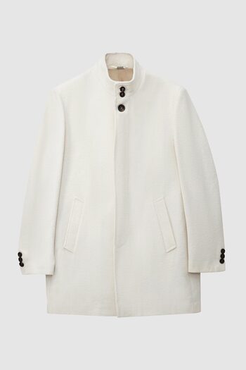 D'S Damat Ds Damat Regular Fit Ecru Hakim Collar Cashmere Coat