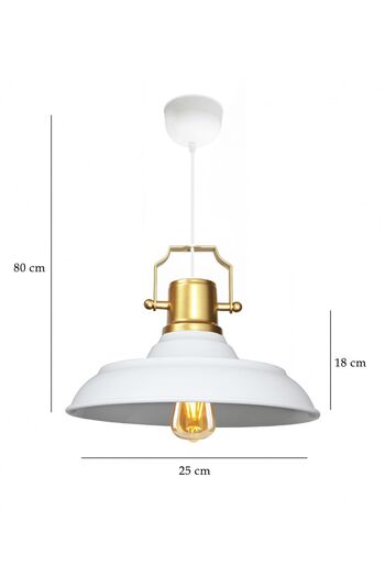 HOMİNG Retro Beyaz Gold Üst Detaylı Sarkıt Cafe Restoran Mutfak Antre Salon