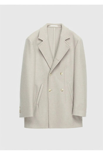Ramsey Mink Regular Fit Double Breasted Collar Casual Woven Coat