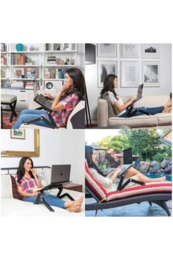 FOXMAG24 Adjustable Laptop Table, Aluminum Material, Double Ventilation System USB Cooler,Height 47 cm