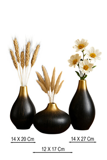 Hmydesign Goldenshadow Handmade Decorative Ceramic Set of 3 Vase