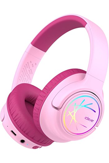 iClever Kids Wireless Headphones with LED Lights, BTH18 Safe Volume 74/85/94dBA, 43H Playtime, Stere