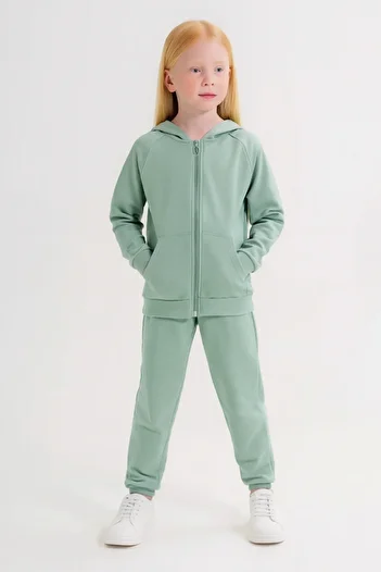 AHENGİM Girls - Boys Basic Zippered School Tracksuit Set Ak0785