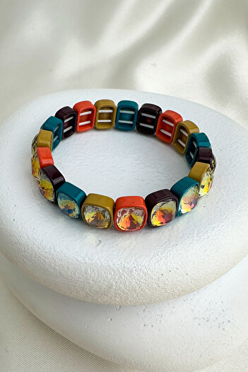 Modex Special Series Colorful Light up Rotating Stone Row Rubber Bracelet