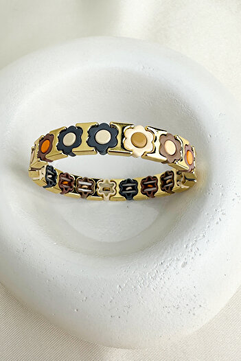 Modex Flower Pattern Row Special Series Rubber Bracelet