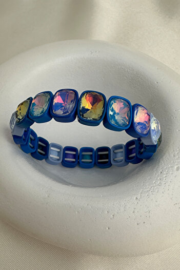 Modex Special Series Colorful Light up Rotating Stone Row Rubber Bracelet