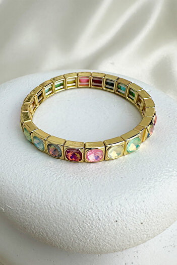 Modex Gold Color Special Series Round Stone Row Rubber Bracelet