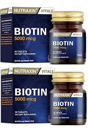 Nutraxin Biotin 5000 Mcg Food Supplement 30 Tablets 2 Boxes
