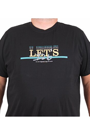 Starbattal Men's Plus Size Crew Neck T-Shirt Let's Do It 25186 Black