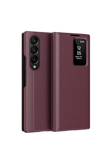 Stef's Cat Case for Samsung Galaxy Z Fold3 5G, E42, Leather, Red