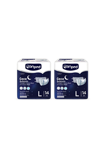 Canped Adult Patient Diapers with Night Belt Large Size 28 Pieces (14X2)