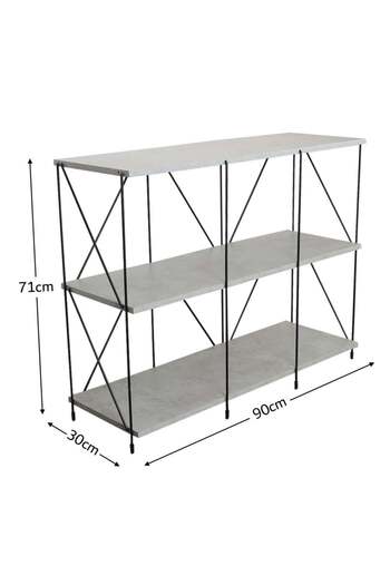 BAITY 3-Tier Wooden Malaysian Console Table - Grey