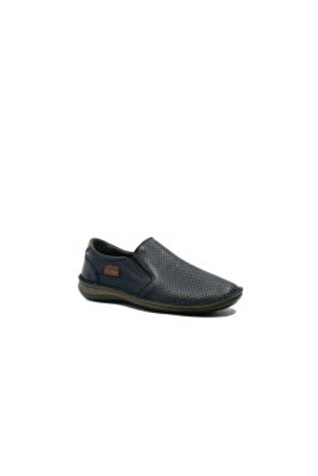 GORETTI Navy blue anatomic loafers without laces, made of genuine leather