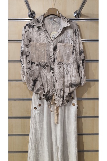 Park Moda Italian Shirt Sequin Detailed Authentic Pattern