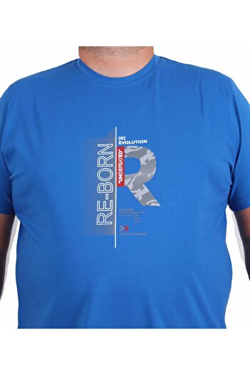 Starbattal Men's Plus Size Crew Neck T-Shirt Re-Born 25185 Saks