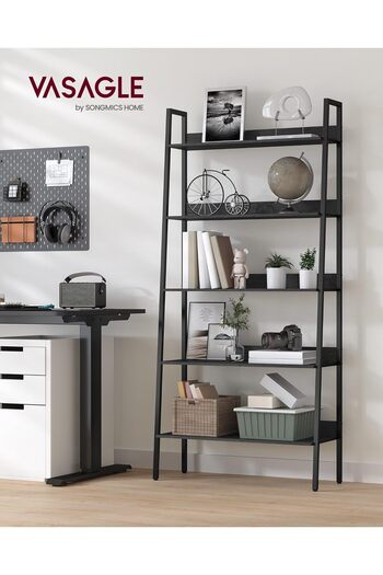 VASAGLE Ladder Bookcase, Steel Frame with 5 Shelves, Industrial Style, 80x30x170 cm, Black