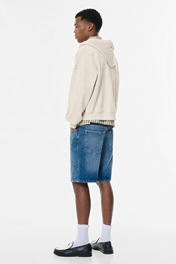 Pull & Bear Kısa kesim kapüşonlu fermuarlı sweatshirt
