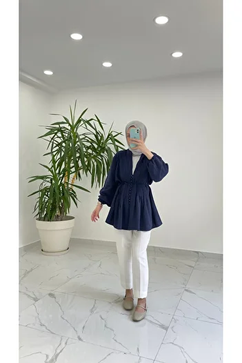 Minharir Marine Fabric Belted Shirt