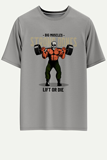 OXVİN Ανδρικό μπλουζάκι με στάμπα Gym Fitness Oversize Μαύρο ανδρικό μπλουζάκι (BOL CUT)