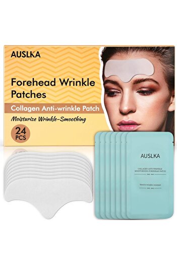 AUSLKA Anti-wrinkle forehead patches, with collagen, hyaluronic acid, glycerin and aloe extract, 24 pieces