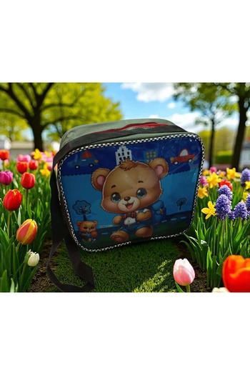 ÇEÇEN HOME Boy's Lunchbox with Teddy Bear, Portable Lunchbox for School with 1 Main Compartment
