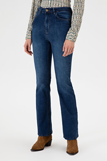 U.S. Polo Assn. Women's Dark Blue Slim Flare Jean Trousers 50308102-Dn0023