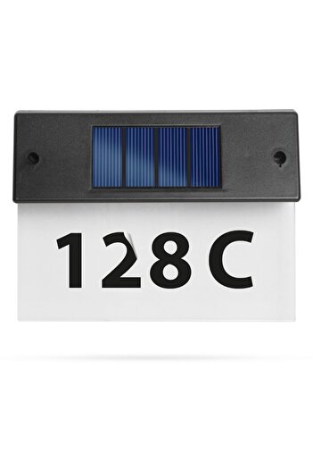 SOHO Număr de casă din plexiglas cu iluminare LED și energie solară, negru