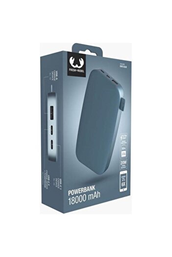 Fresh'n Rebel Baterie externă Fresh'n Rebel 215343, 18000 mAh, 20 W, 2x USB Tip-C, USB-A (Albastru)