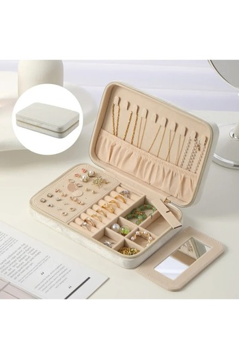 Arzu Güzel Cosmetics Stylish Functional Mirrored Jewelry and Jewellery Organizing Box - Suitable for Travel and Home Use