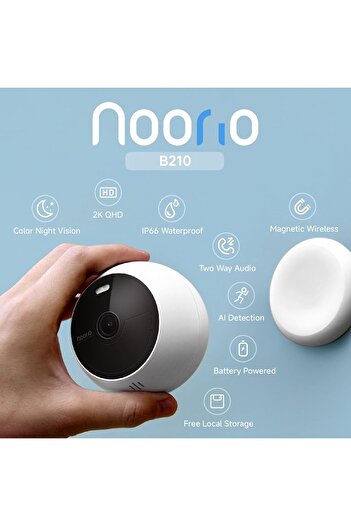 Noorio B210 Wireless Security Camera with 2K and 16GB Local Storage, Wireless Home Security Camera B