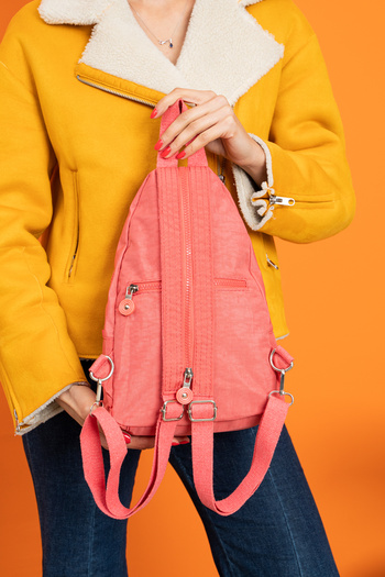 NEMO BAGS Yavruağzı Backpack, Crinkle Fabric, Single Arm Adjustable Body Bag and Chest Bag, 30X20Cm
