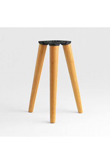 Badem10 Coffee Table Leg Set 3 Pieces 35 cm Brown Painted Natural Wood Cylinder Furniture Leg Accessory Legs