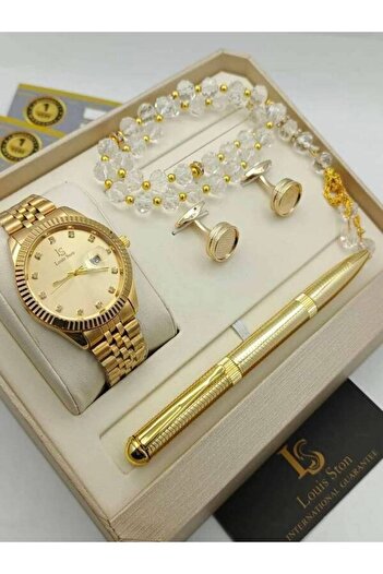 Generic Men's set, waterproof watch, cufflinks, pen, rosary, and luxury box